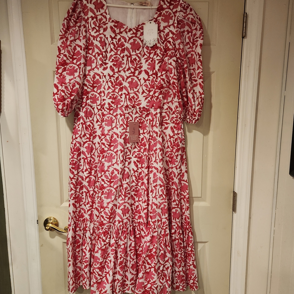 Ivy City Co Red and White Midi Dress